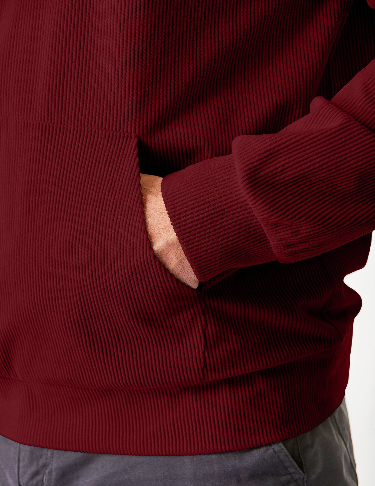 Dokotoo Men Men's Corduroy Sweatshirt Casual Long Sleeve Stand Collar Knitted Pullover Button Sweaters with Pockets