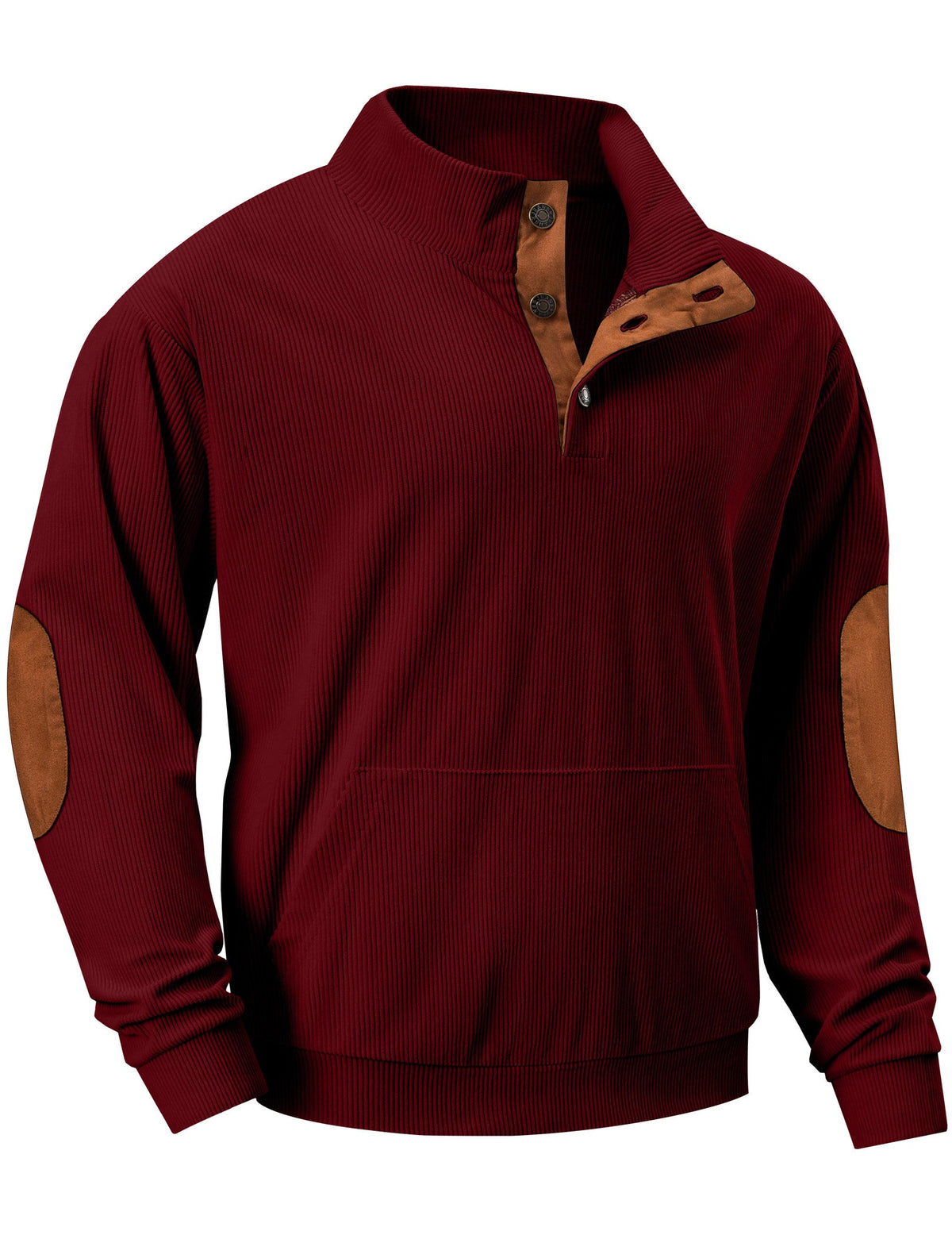 Dokotoo Men Men's Corduroy Sweatshirt Casual Long Sleeve Stand Collar Knitted Pullover Button Sweaters with Pockets