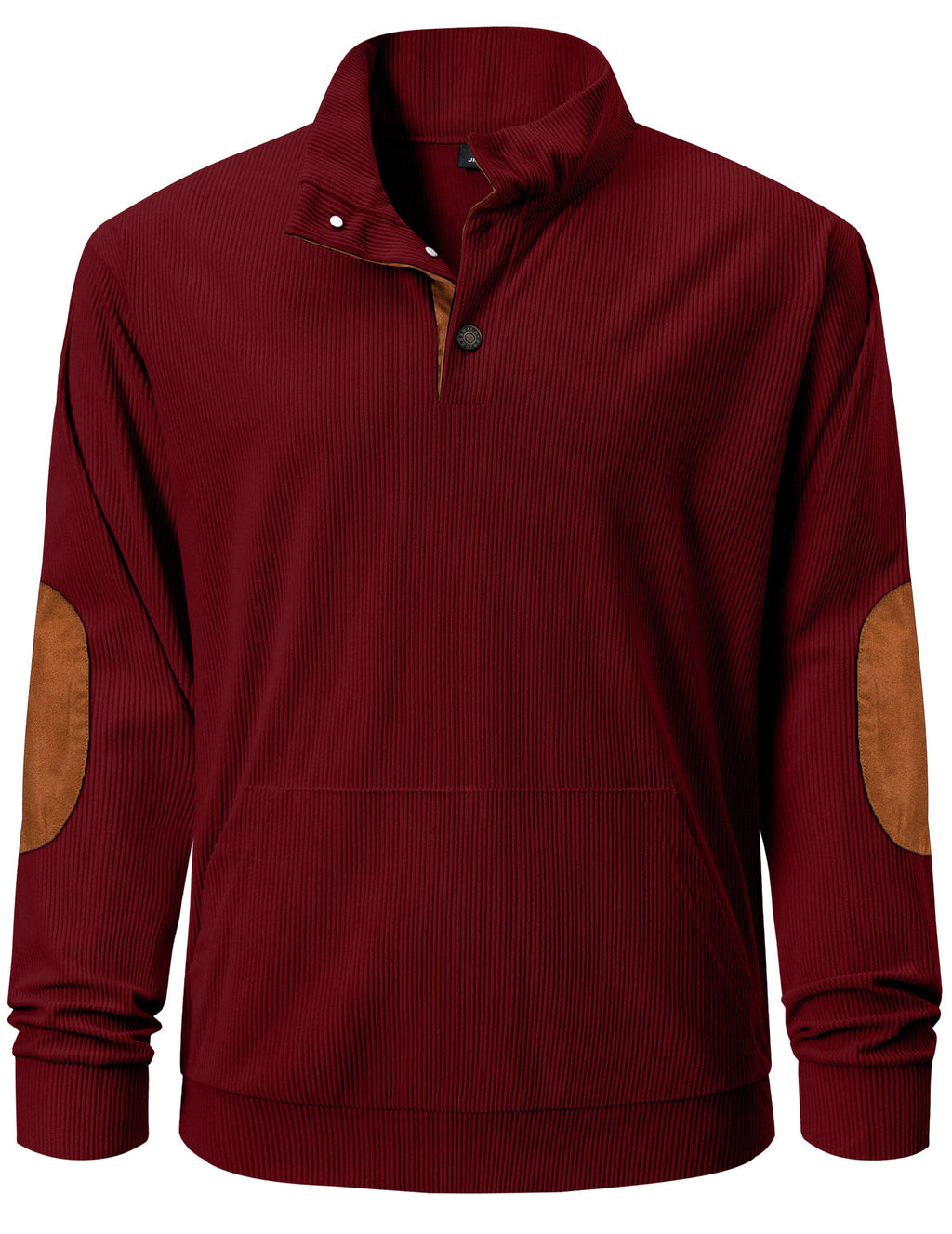 Dokotoo Men Men's Corduroy Sweatshirt Casual Long Sleeve Stand Collar Knitted Pullover Button Sweaters with Pockets