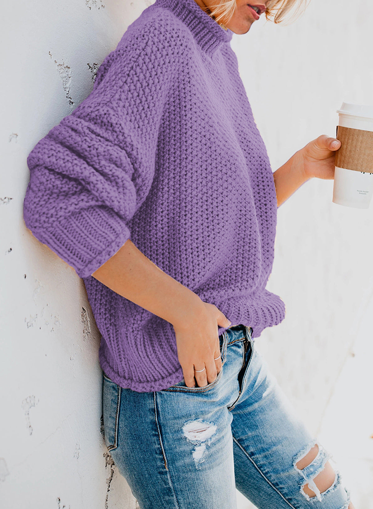 Women's Fashion Cable Knit Turtleneck Sweater Casual Thick Tops Long Sleeve Pullover