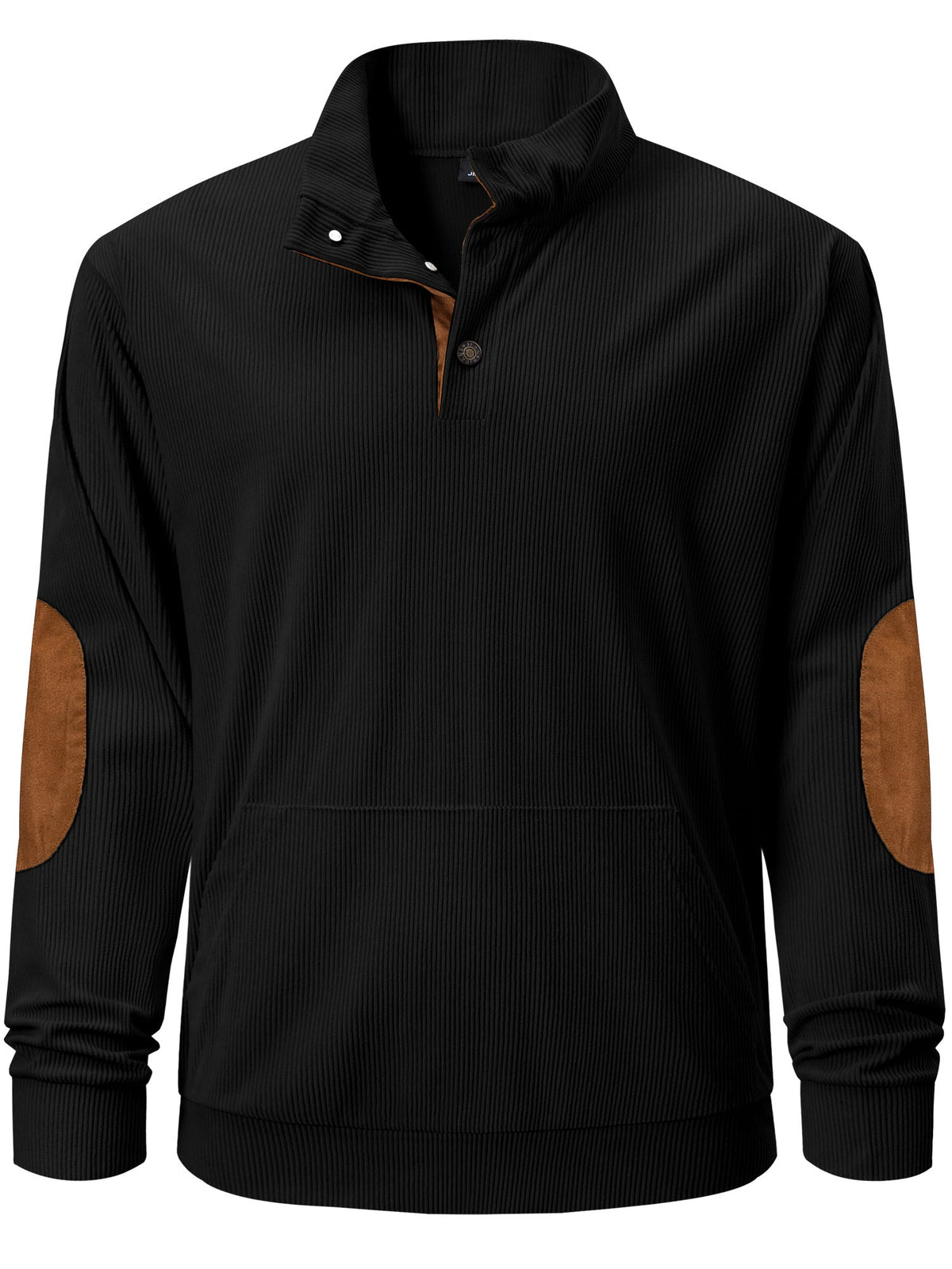 Dokotoo Men Men's Corduroy Sweatshirt Casual Long Sleeve Stand Collar Knitted Pullover Button Sweaters with Pockets