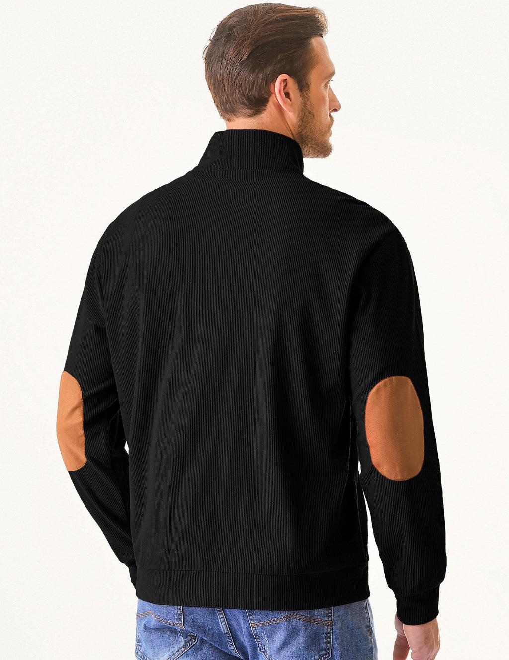 Dokotoo Men Men's Corduroy Sweatshirt Casual Long Sleeve Stand Collar Knitted Pullover Button Sweaters with Pockets