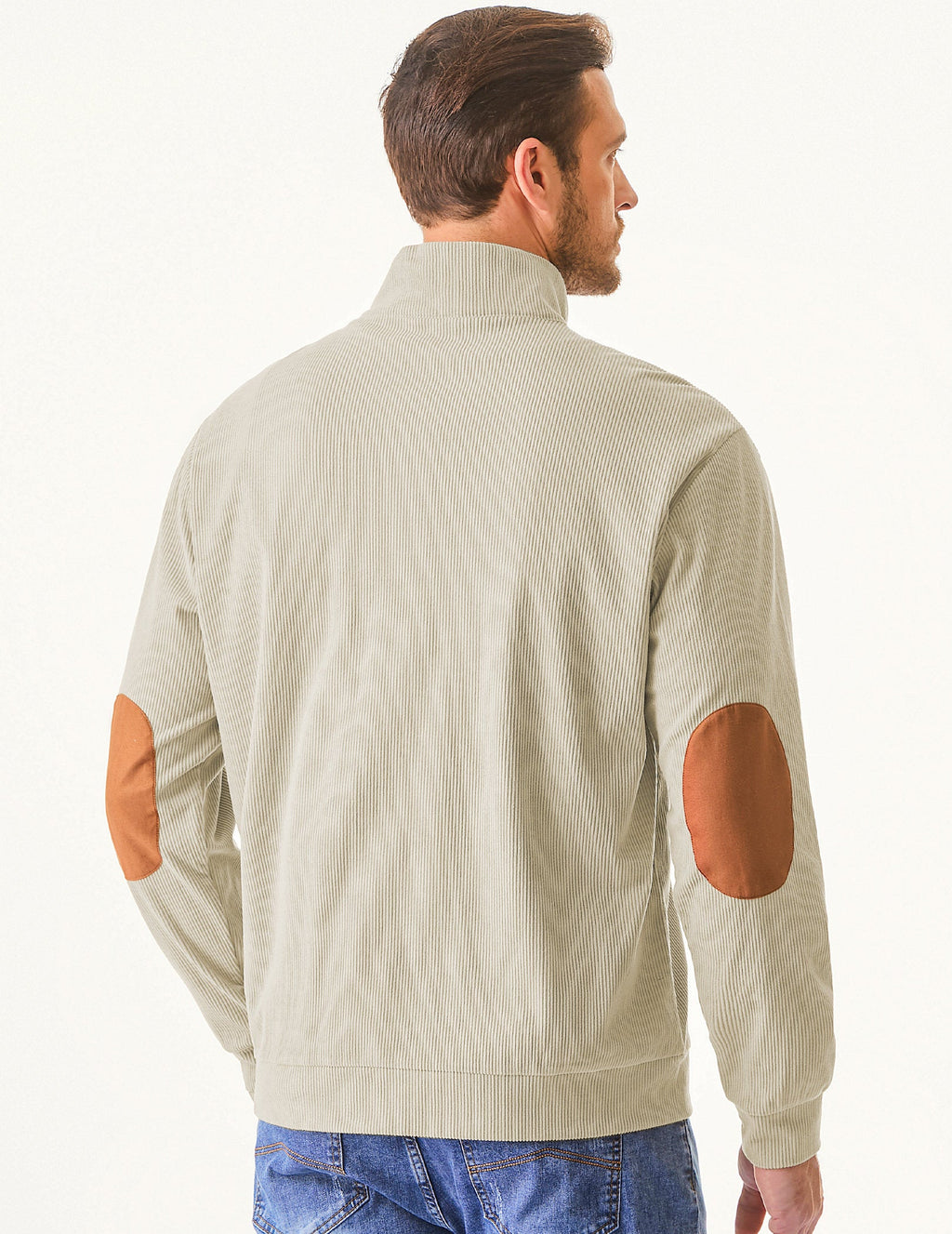 Dokotoo Men Men's Corduroy Sweatshirt Casual Long Sleeve Stand Collar Knitted Pullover Button Sweaters with Pockets