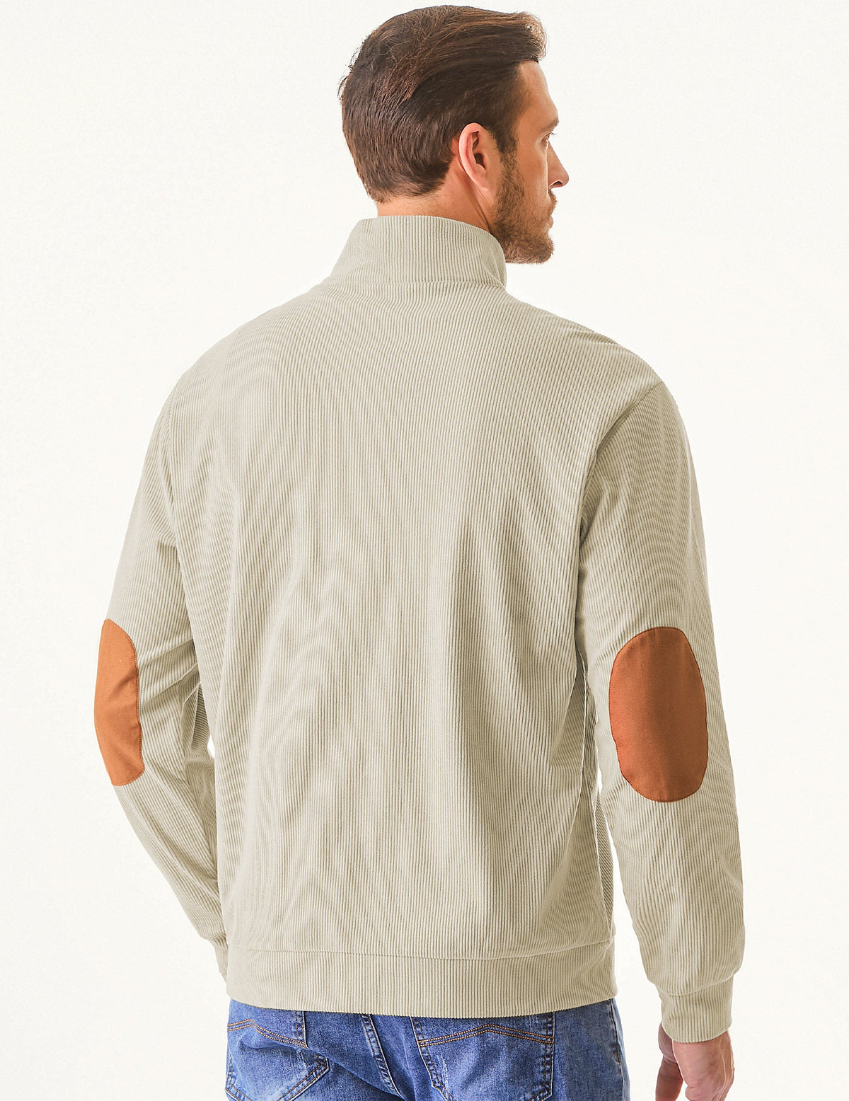 Dokotoo Men Men's Corduroy Sweatshirt Casual Long Sleeve Stand Collar Knitted Pullover Button Sweaters with Pockets
