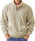 Dokotoo Men Men's Corduroy Sweatshirt Casual Long Sleeve Stand Collar Knitted Pullover Button Sweaters with Pockets