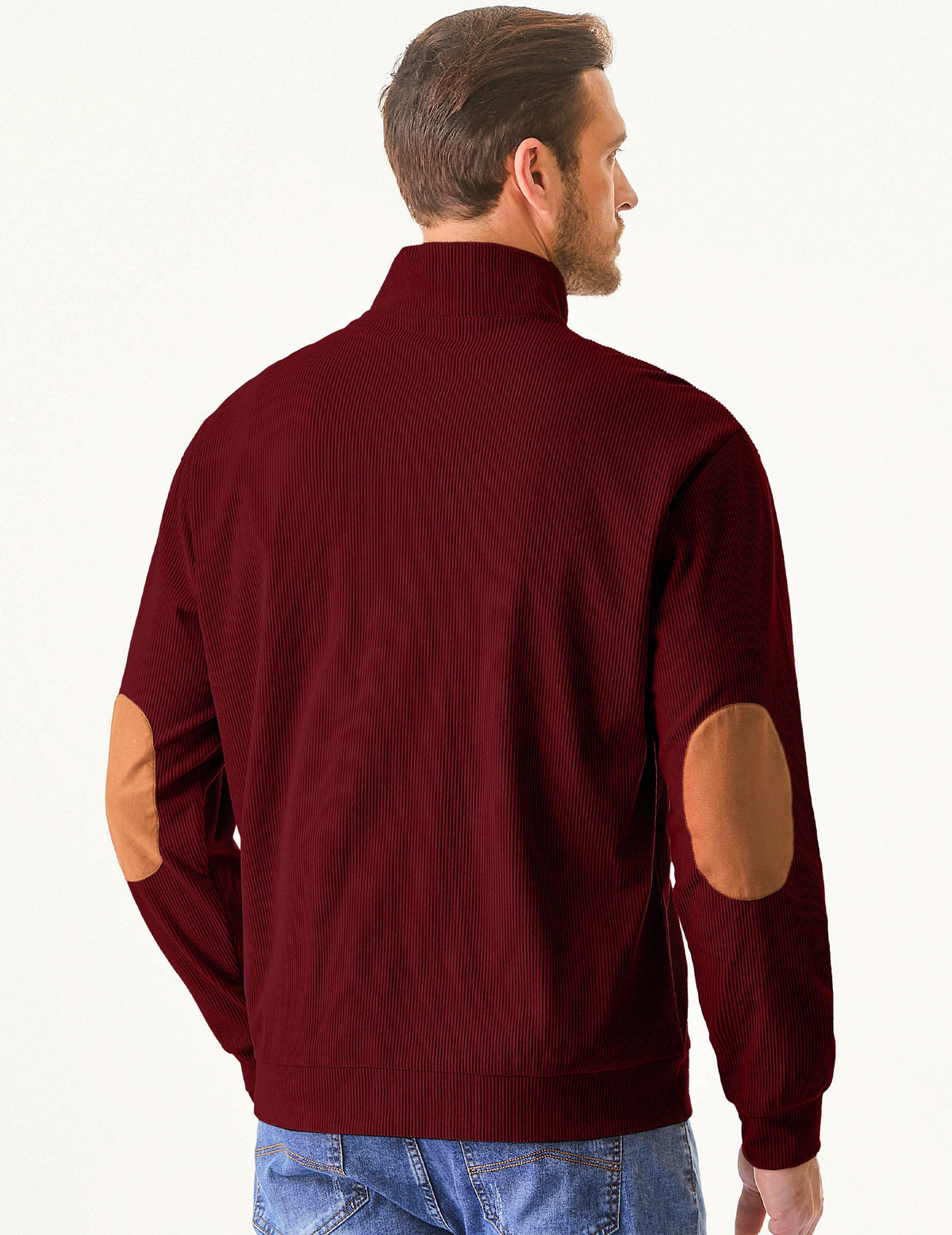 Dokotoo Men Men's Corduroy Sweatshirt Casual Long Sleeve Stand Collar Knitted Pullover Button Sweaters with Pockets