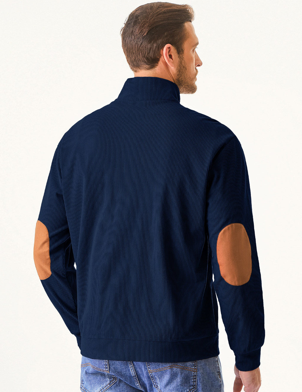 Dokotoo Men Men's Corduroy Sweatshirt Casual Long Sleeve Stand Collar Knitted Pullover Button Sweaters with Pockets