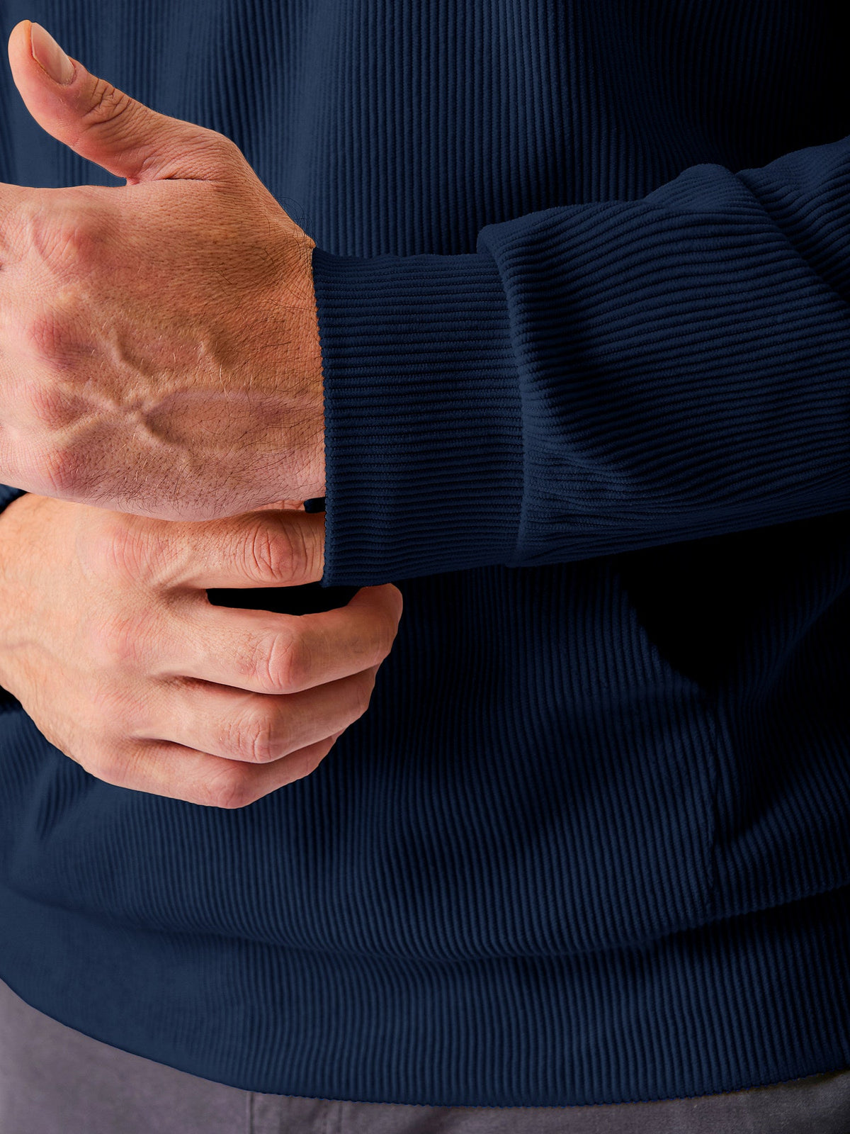 Dokotoo Men Men's Corduroy Sweatshirt Casual Long Sleeve Stand Collar Knitted Pullover Button Sweaters with Pockets