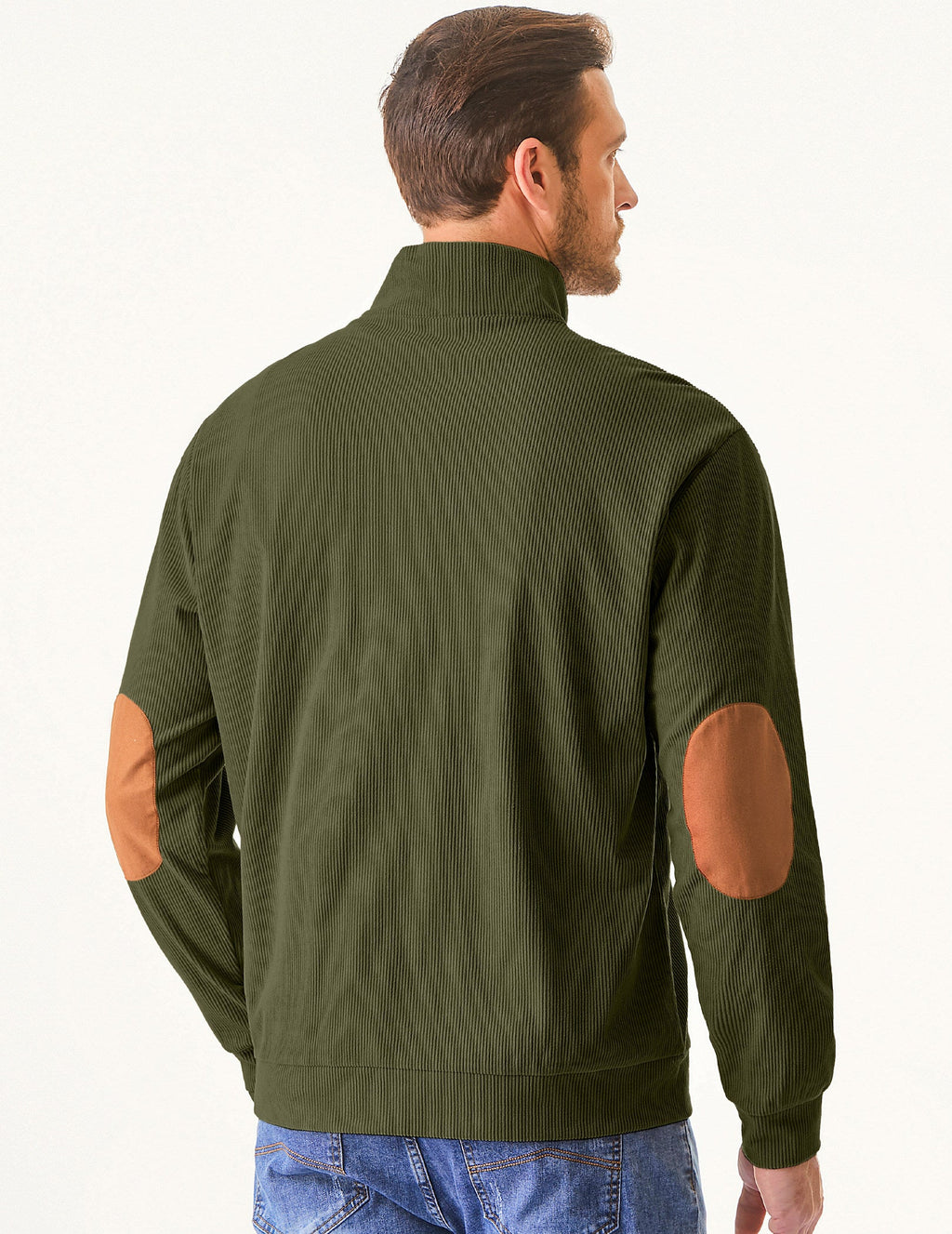 Dokotoo Men Men's Corduroy Sweatshirt Casual Long Sleeve Stand Collar Knitted Pullover Button Sweaters with Pockets
