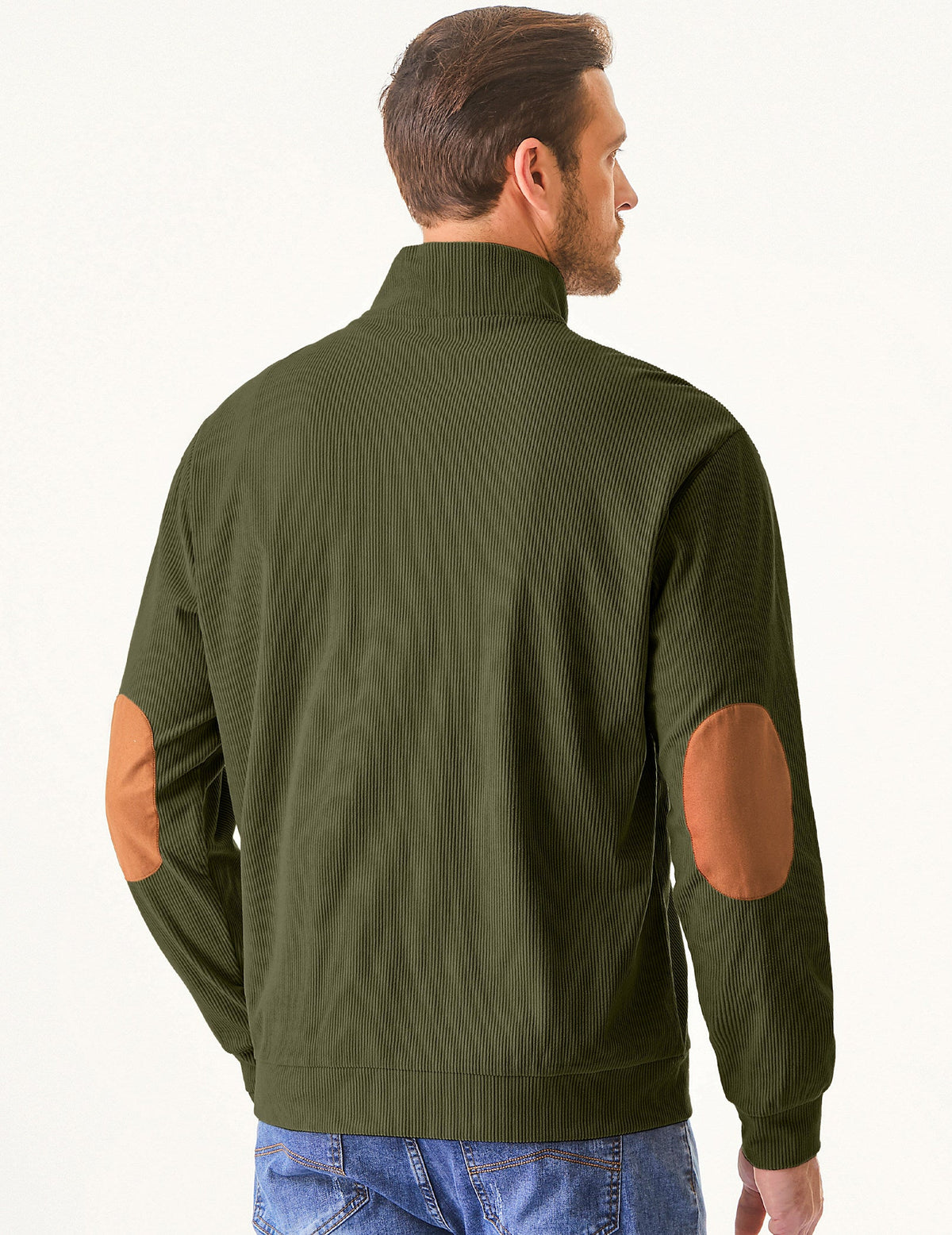 Dokotoo Men Men's Corduroy Sweatshirt Casual Long Sleeve Stand Collar Knitted Pullover Button Sweaters with Pockets