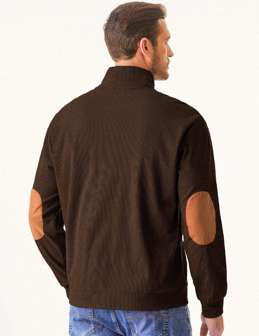 Dokotoo Men Men's Corduroy Sweatshirt Casual Long Sleeve Stand Collar Knitted Pullover Button Sweaters with Pockets