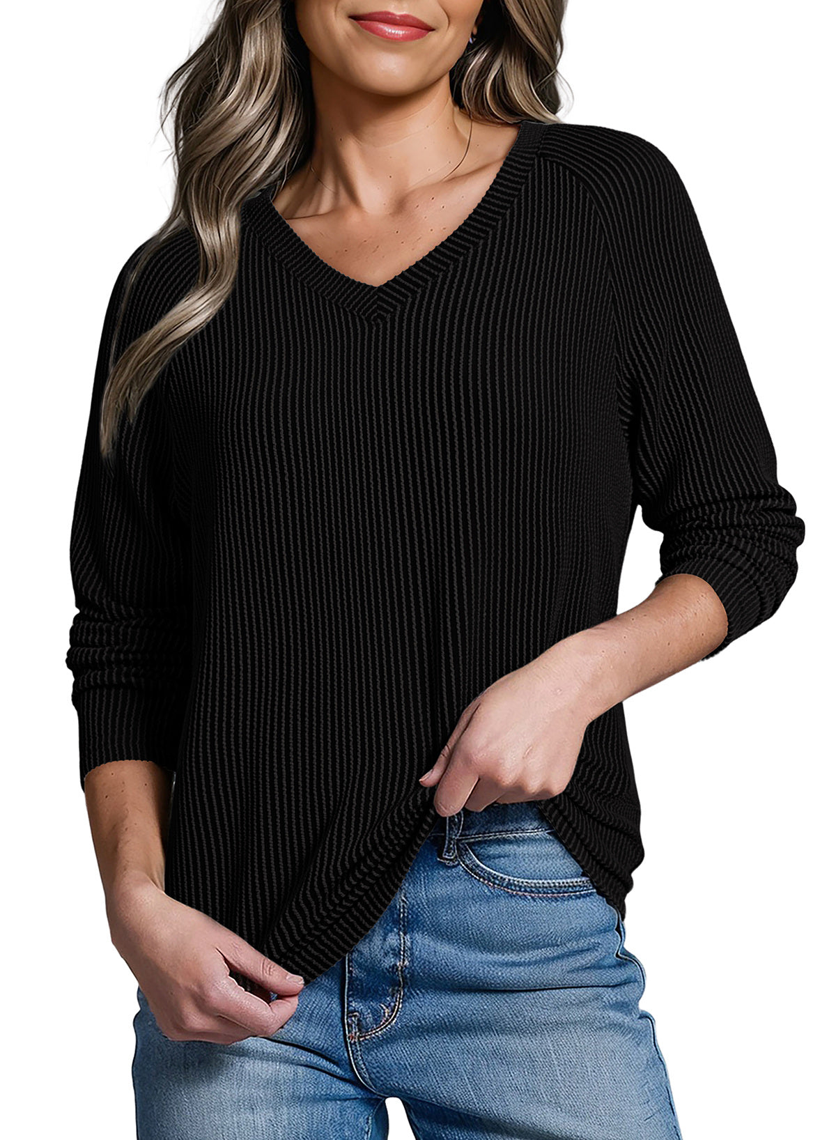 Dokotoo Spring Tops for Women 2026 Long Sleeve Ribbed Knit Teacher Shirts