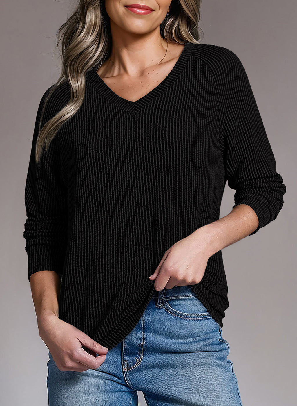 Dokotoo Spring Tops for Women 2026 Long Sleeve Ribbed Knit Teacher Shirts