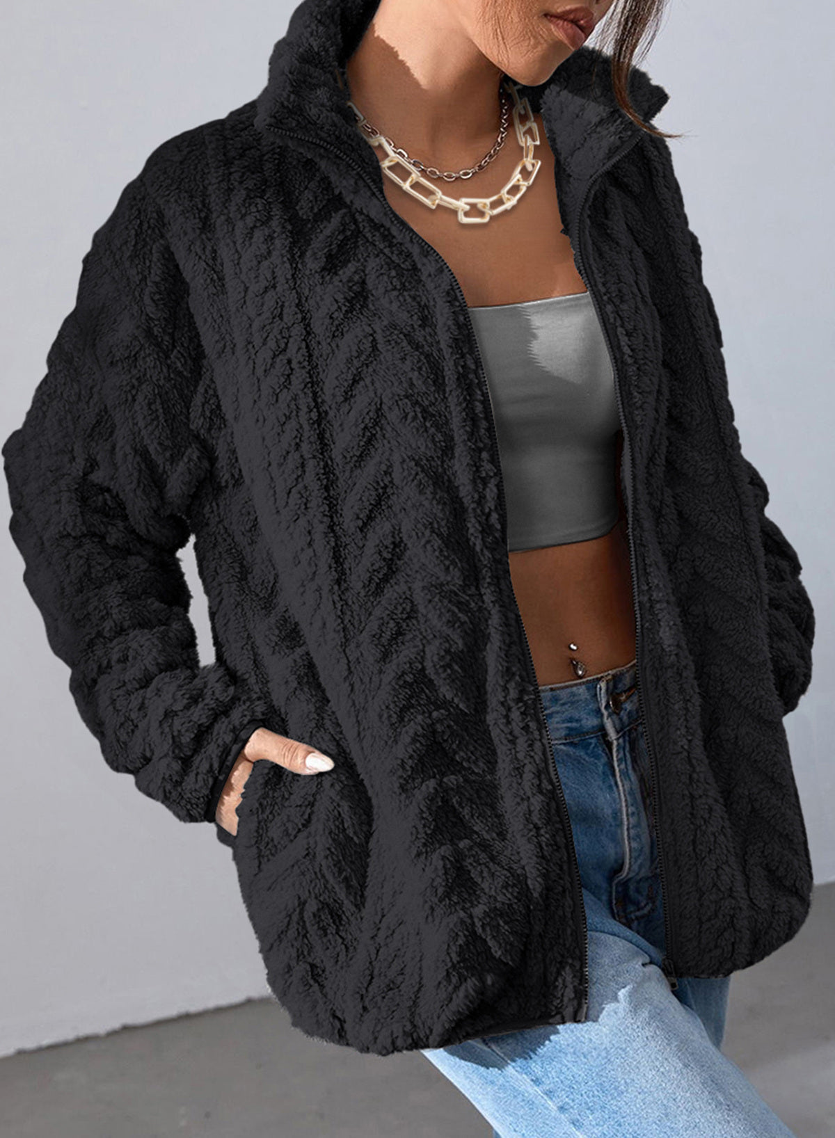 Dokotoo Winter Fleece Jacket for Women 2026 Zipper Casual Coat with Pockets