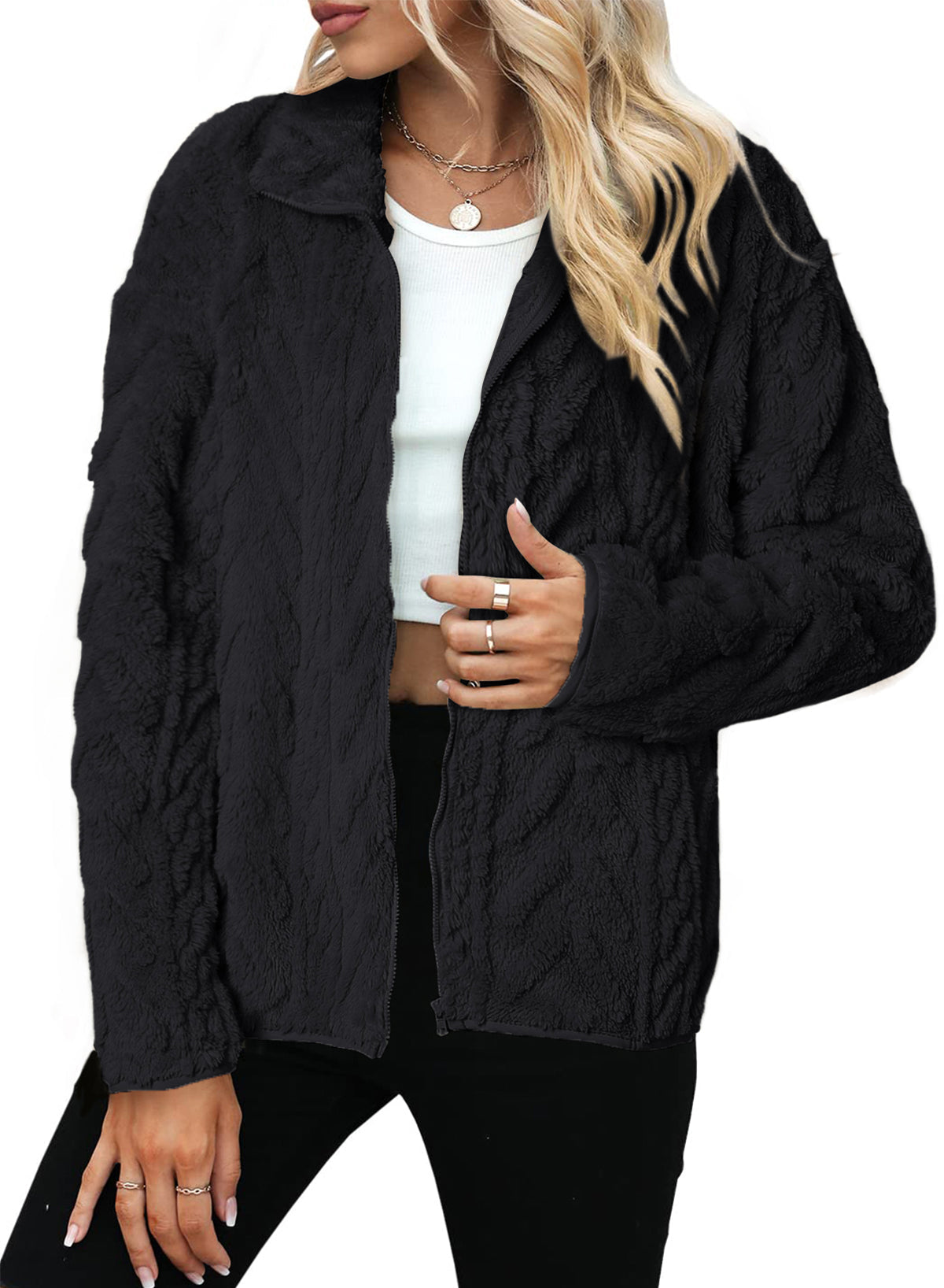 Dokotoo Winter Fleece Jacket for Women 2026 Zipper Casual Coat with Pockets
