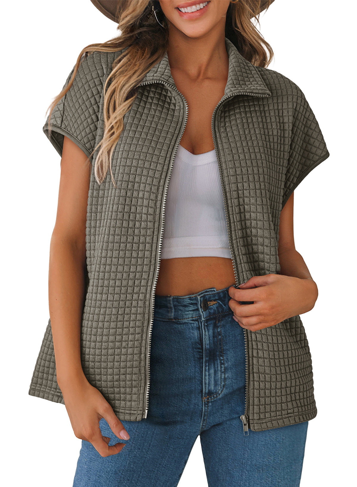 Dokotoo Womens Vest Tops 2026 Fall Cap Sleeve Waffle Knit Vests