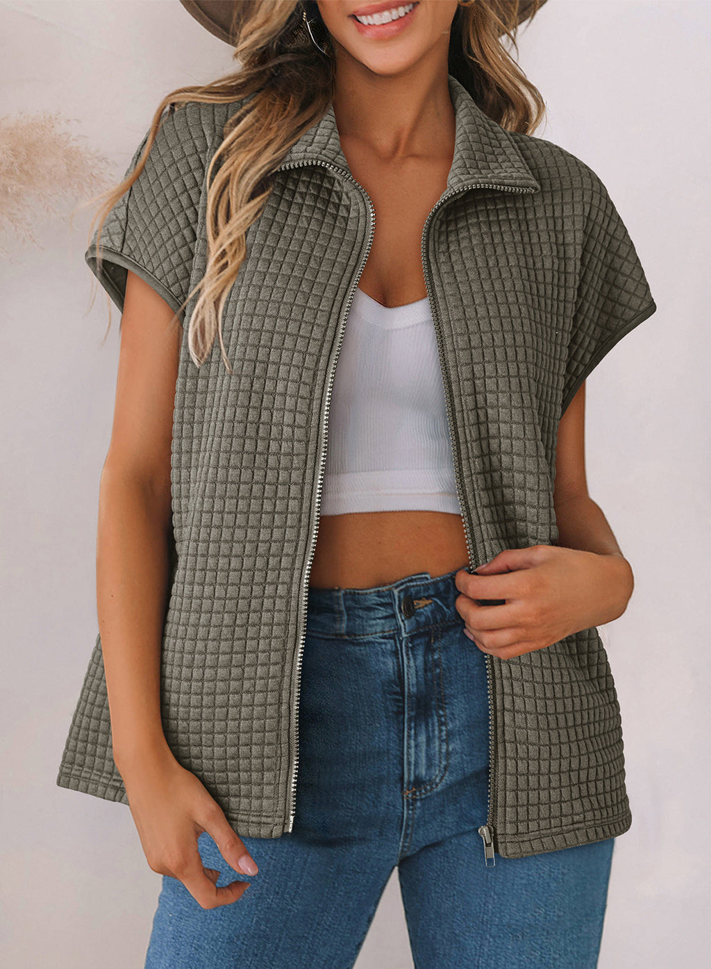 Dokotoo Womens Vest Tops 2026 Fall Cap Sleeve Waffle Knit Vests