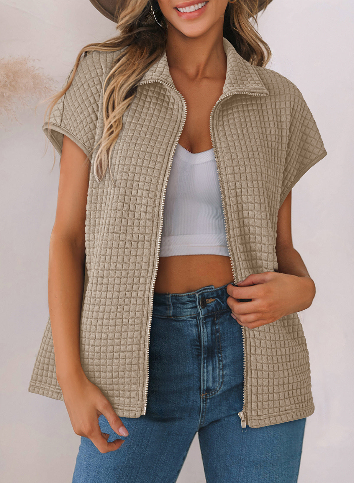 Dokotoo Womens Vest Tops 2026 Fall Cap Sleeve Waffle Knit Vests