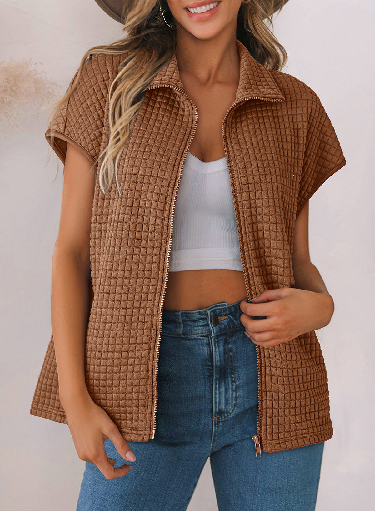 Dokotoo Womens Vest Tops 2026 Fall Cap Sleeve Waffle Knit Vests