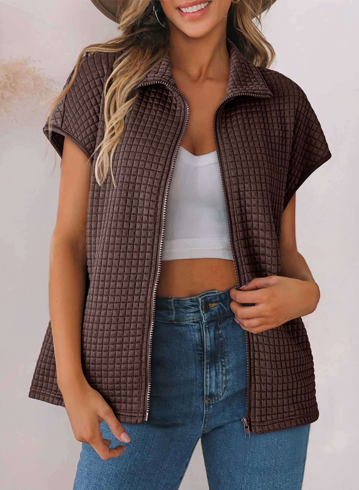 Dokotoo Womens Vest Tops 2026 Fall Cap Sleeve Waffle Knit Vests