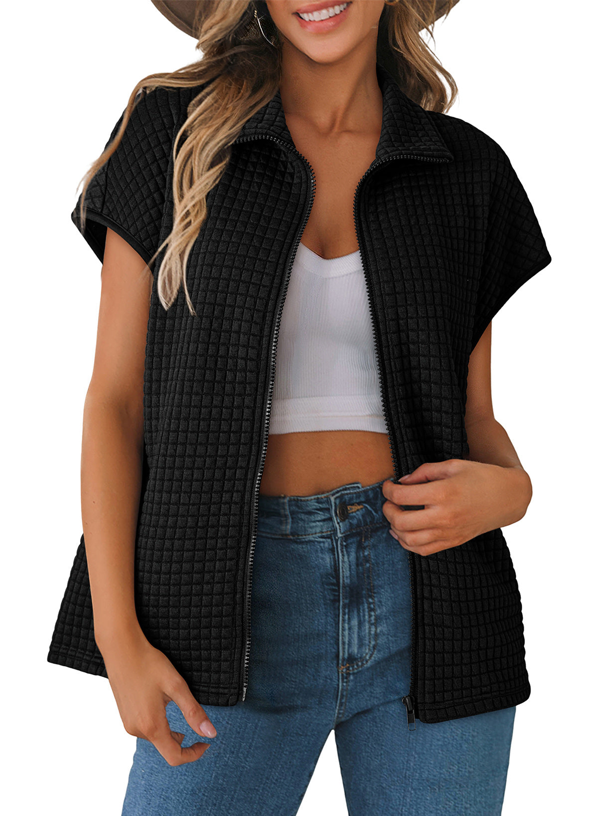 Dokotoo Womens Vest Tops 2026 Fall Cap Sleeve Waffle Knit Vests