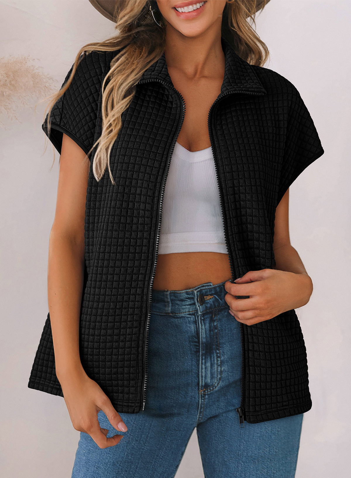 Dokotoo Womens Vest Tops 2026 Fall Cap Sleeve Waffle Knit Vests