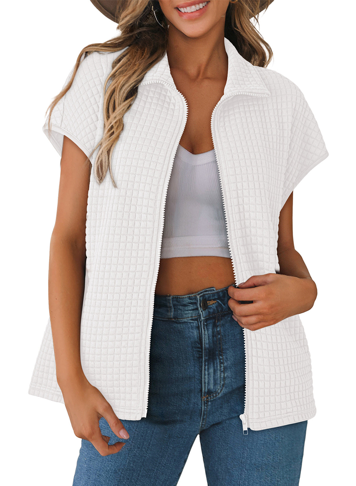 Dokotoo Womens Vest Tops 2026 Fall Cap Sleeve Waffle Knit Vests