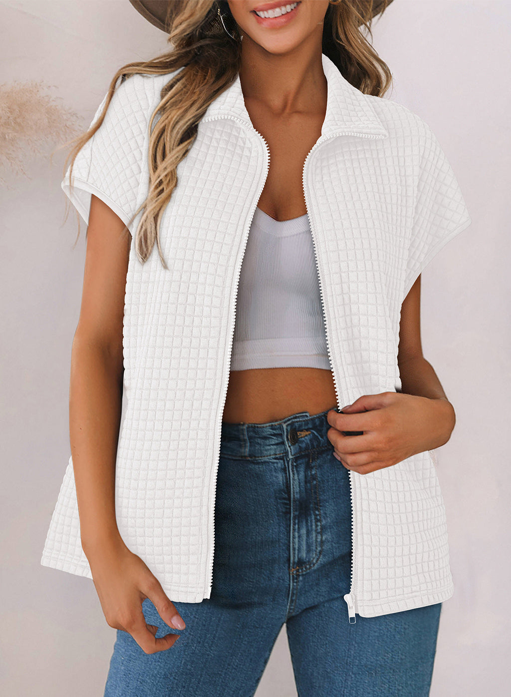 Dokotoo Womens Vest Tops 2026 Fall Cap Sleeve Waffle Knit Vests