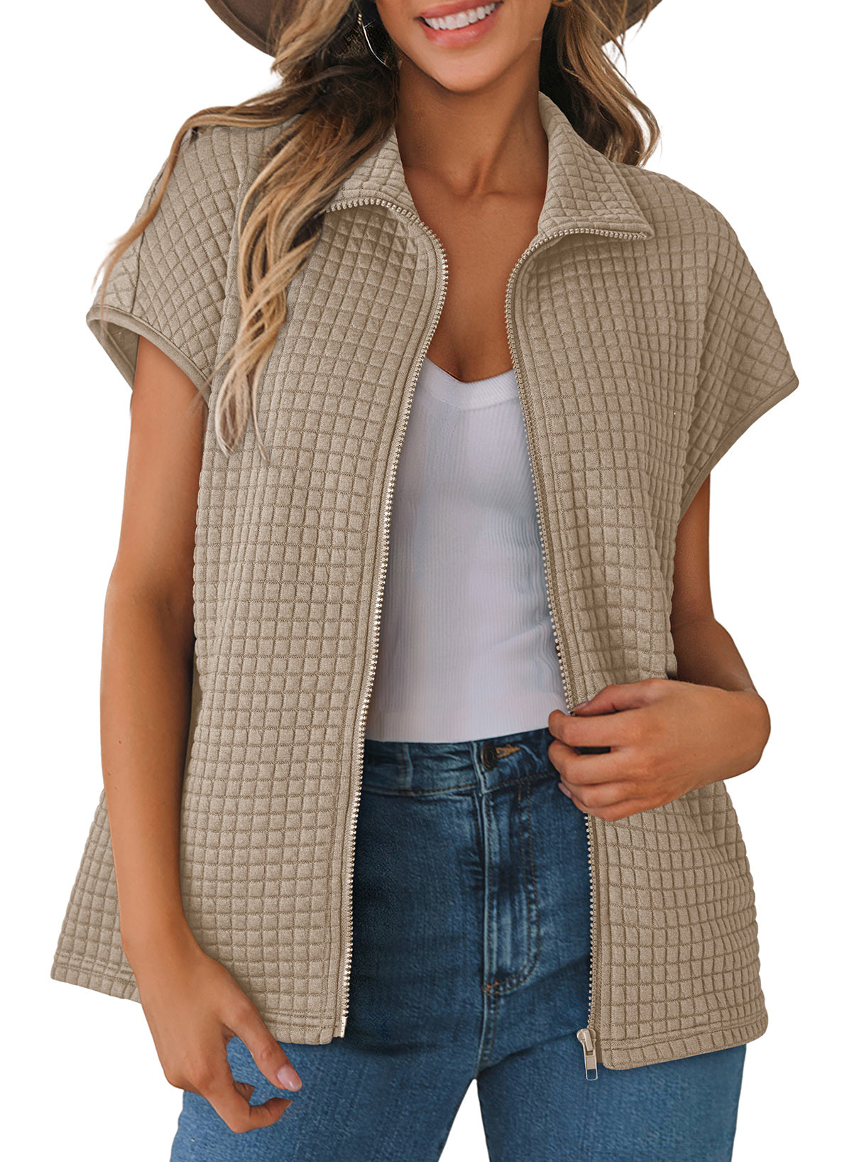 Dokotoo Womens Vest Tops 2026 Fall Cap Sleeve Waffle Knit Vests