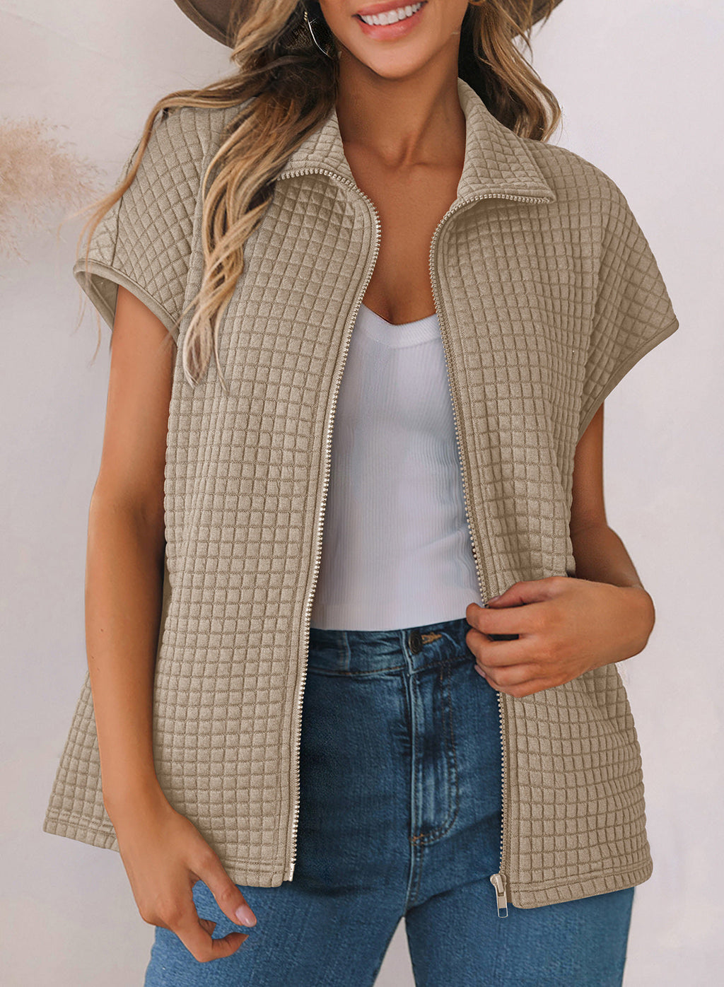 Dokotoo Womens Vest Tops 2026 Fall Cap Sleeve Waffle Knit Vests