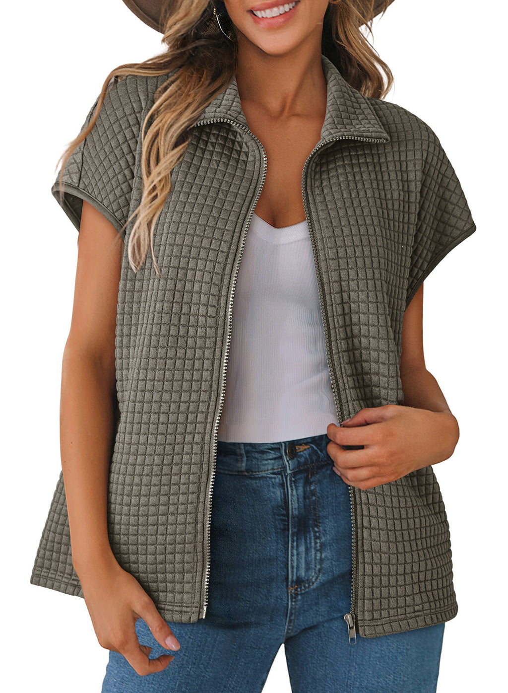 Dokotoo Womens Vest Tops 2026 Fall Cap Sleeve Waffle Knit Vests