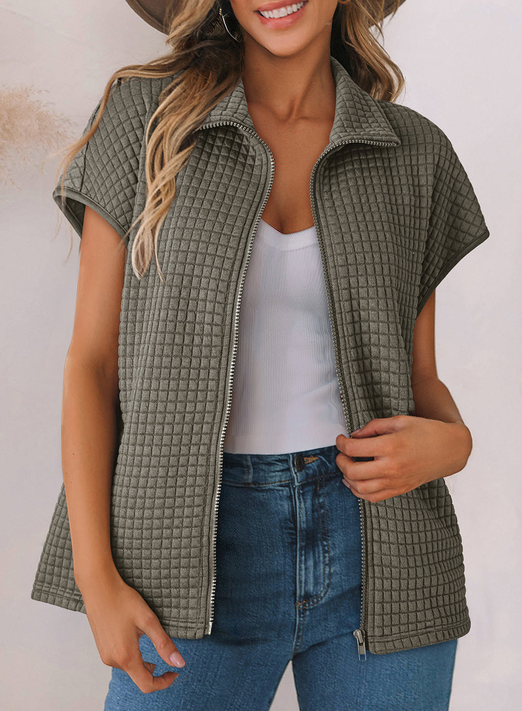 Dokotoo Womens Vest Tops 2026 Fall Cap Sleeve Waffle Knit Vests