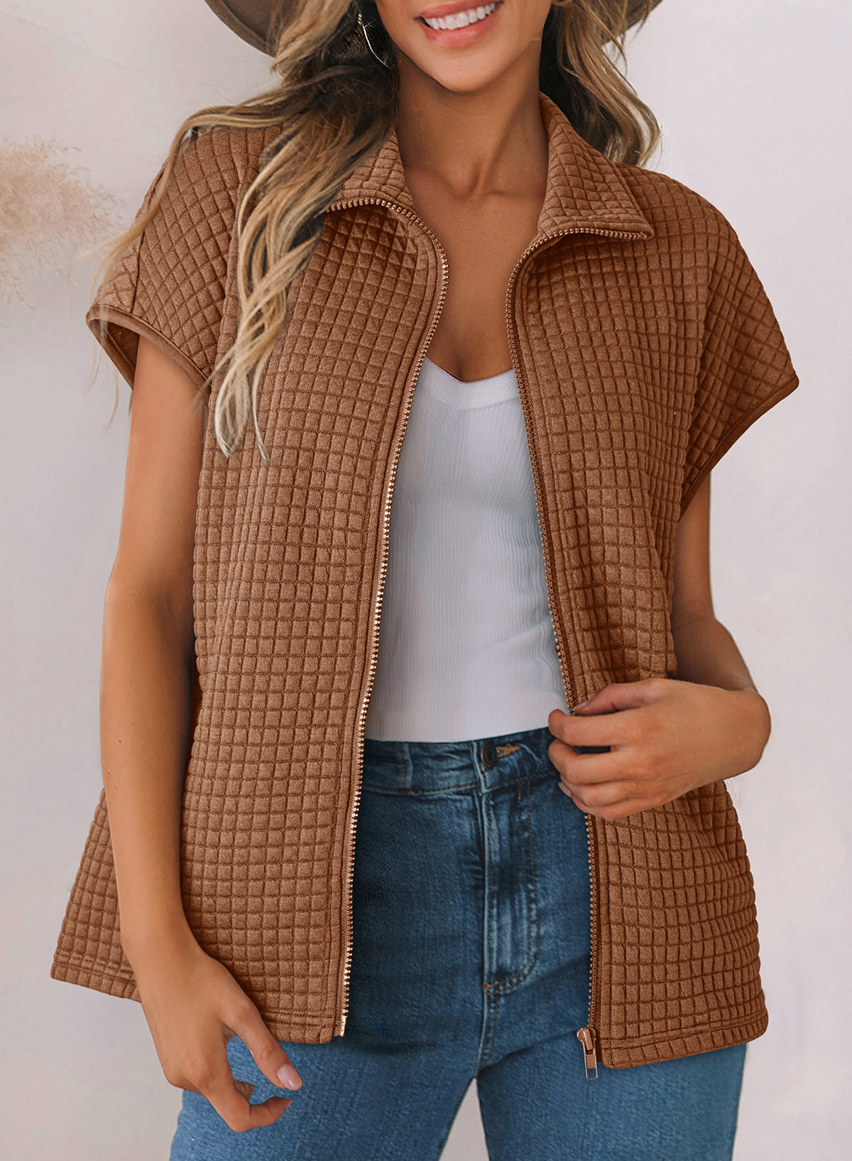 Dokotoo Womens Vest Tops 2026 Fall Cap Sleeve Waffle Knit Vests