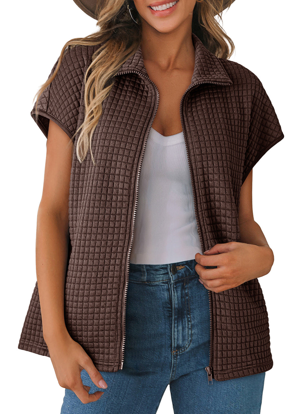 Dokotoo Womens Vest Tops 2026 Fall Cap Sleeve Waffle Knit Vests