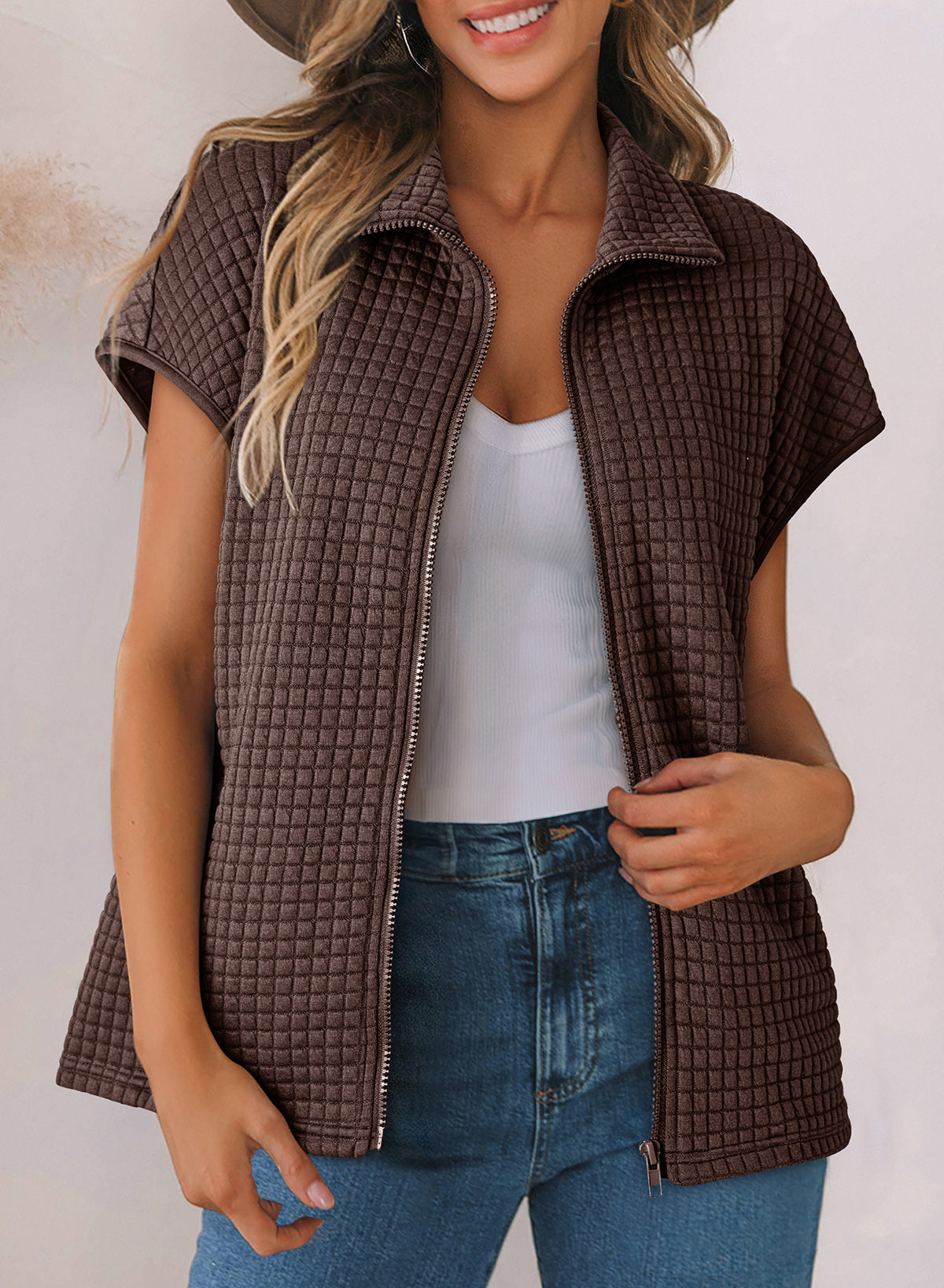 Dokotoo Womens Vest Tops 2026 Fall Cap Sleeve Waffle Knit Vests