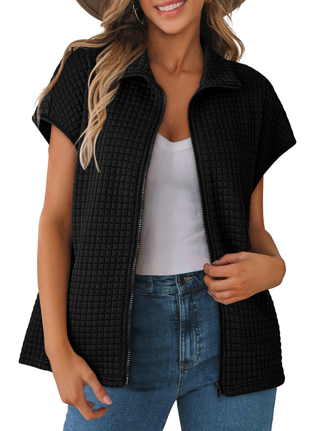 Dokotoo Womens Vest Tops 2026 Fall Cap Sleeve Waffle Knit Vests