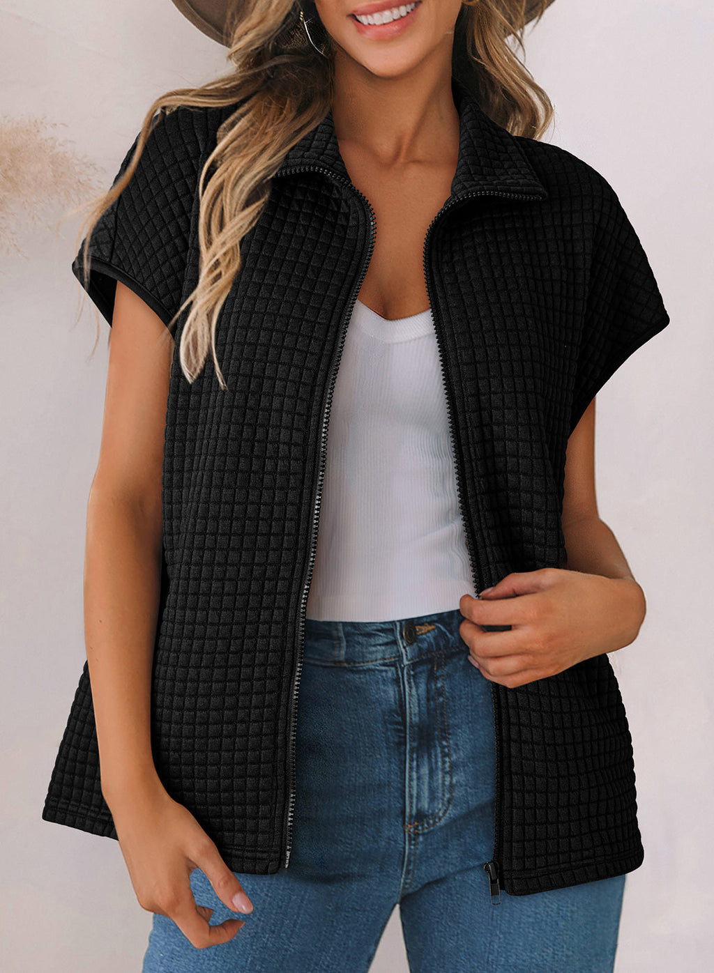 Dokotoo Womens Vest Tops 2026 Fall Cap Sleeve Waffle Knit Vests