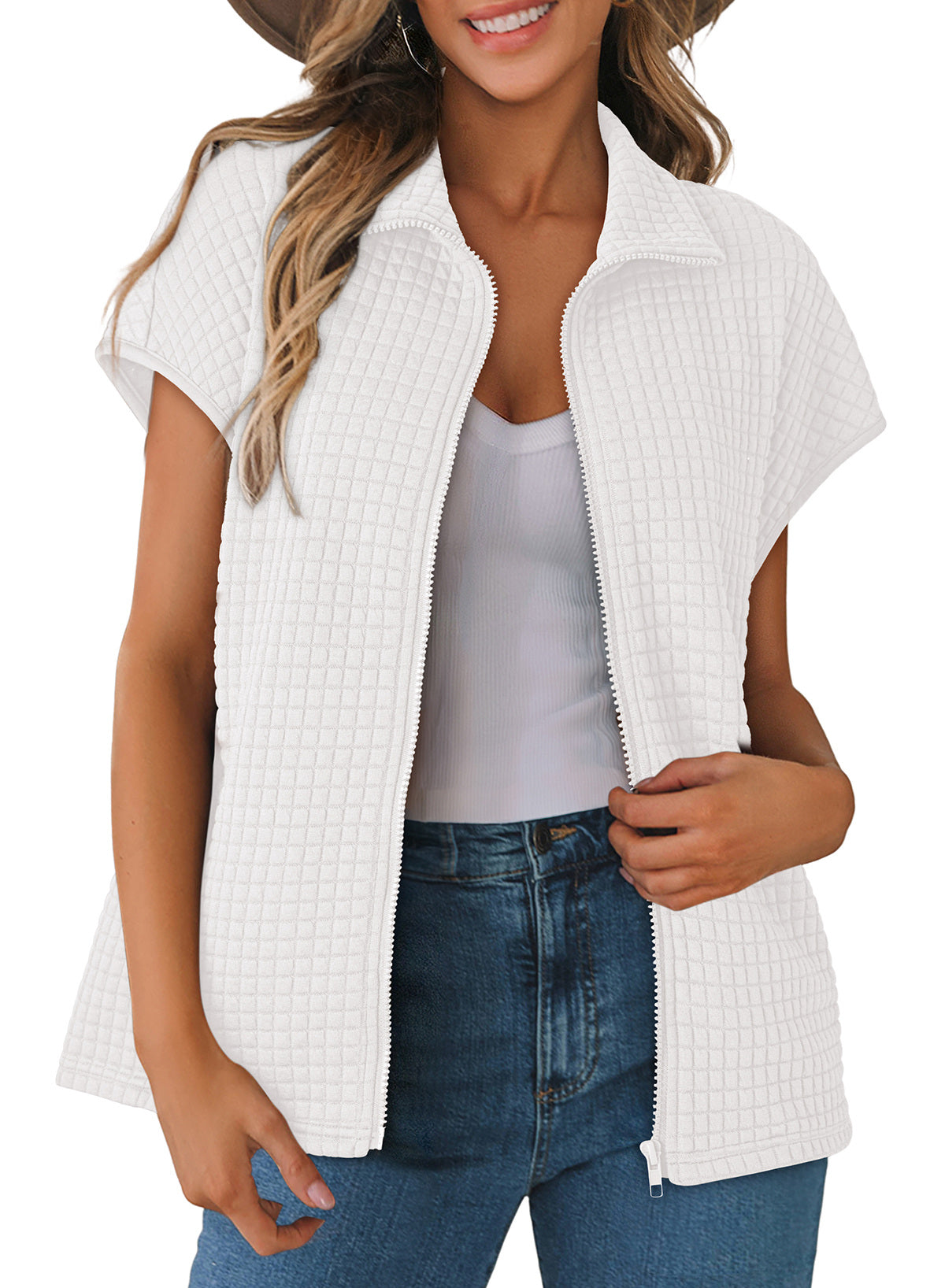 Dokotoo Womens Vest Tops 2026 Fall Cap Sleeve Waffle Knit Vests