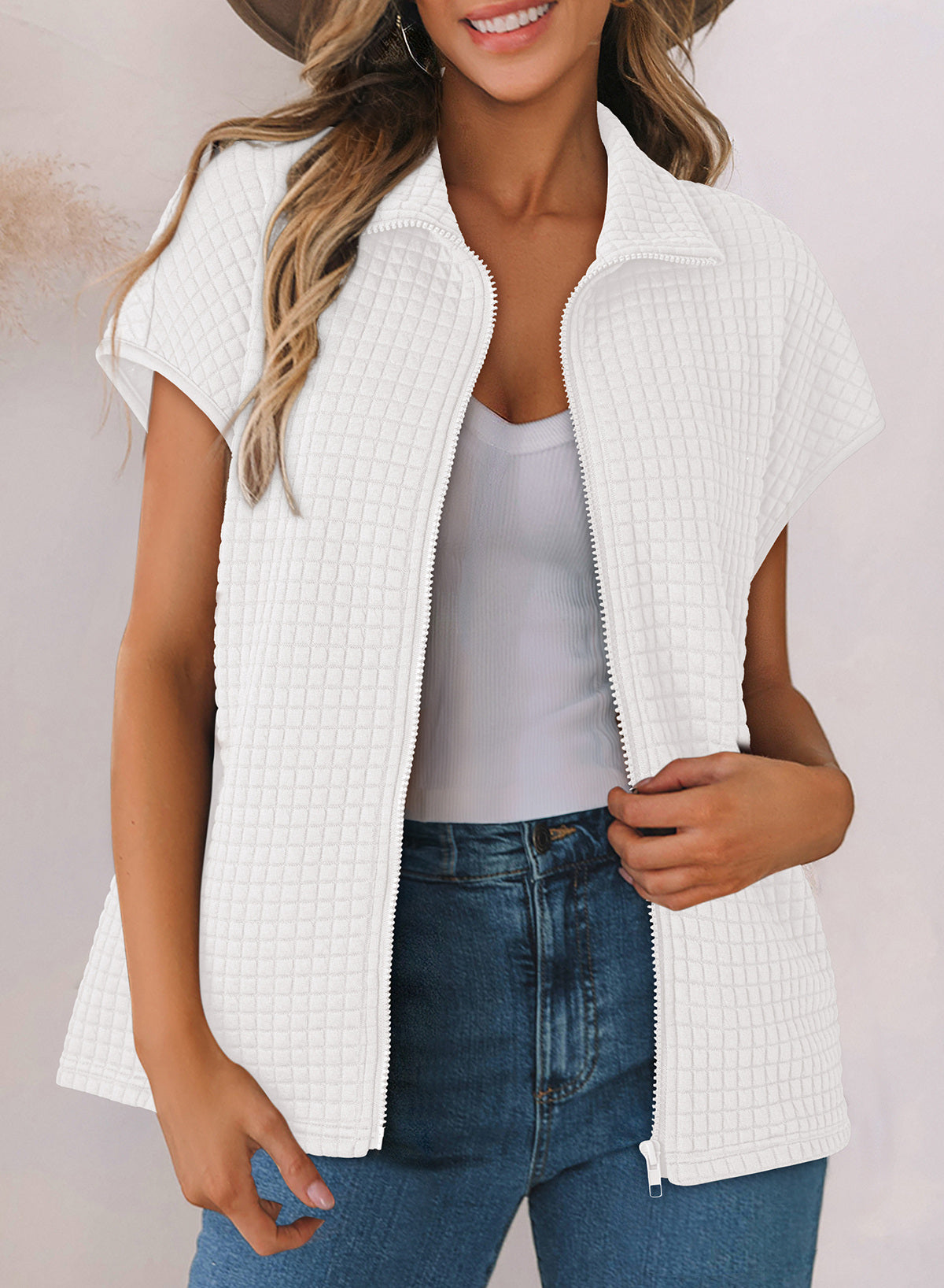 Dokotoo Womens Vest Tops 2026 Fall Cap Sleeve Waffle Knit Vests