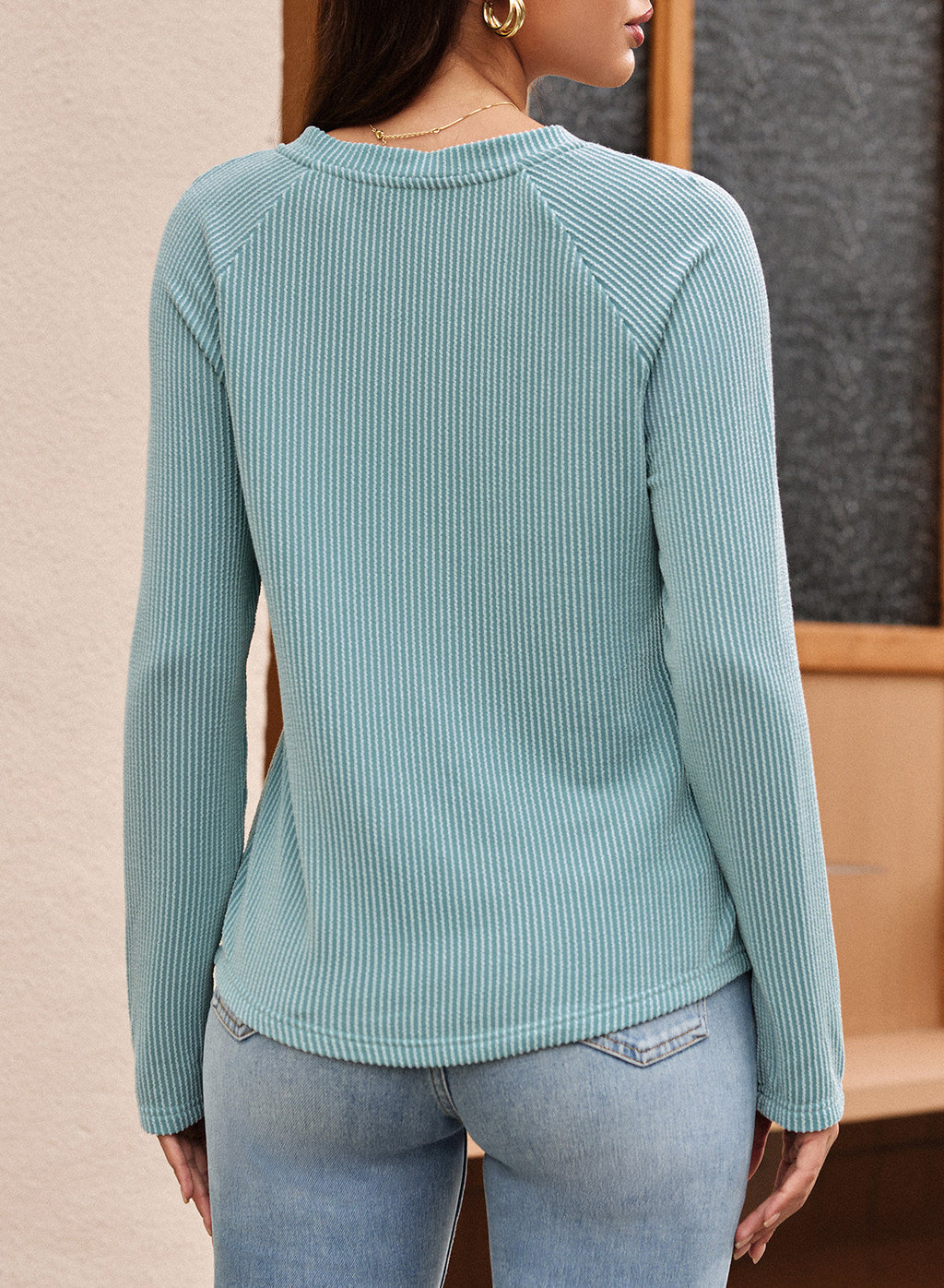 Dokotoo Spring Tops for Women 2026 Long Sleeve Ribbed Knit Teacher Shirts