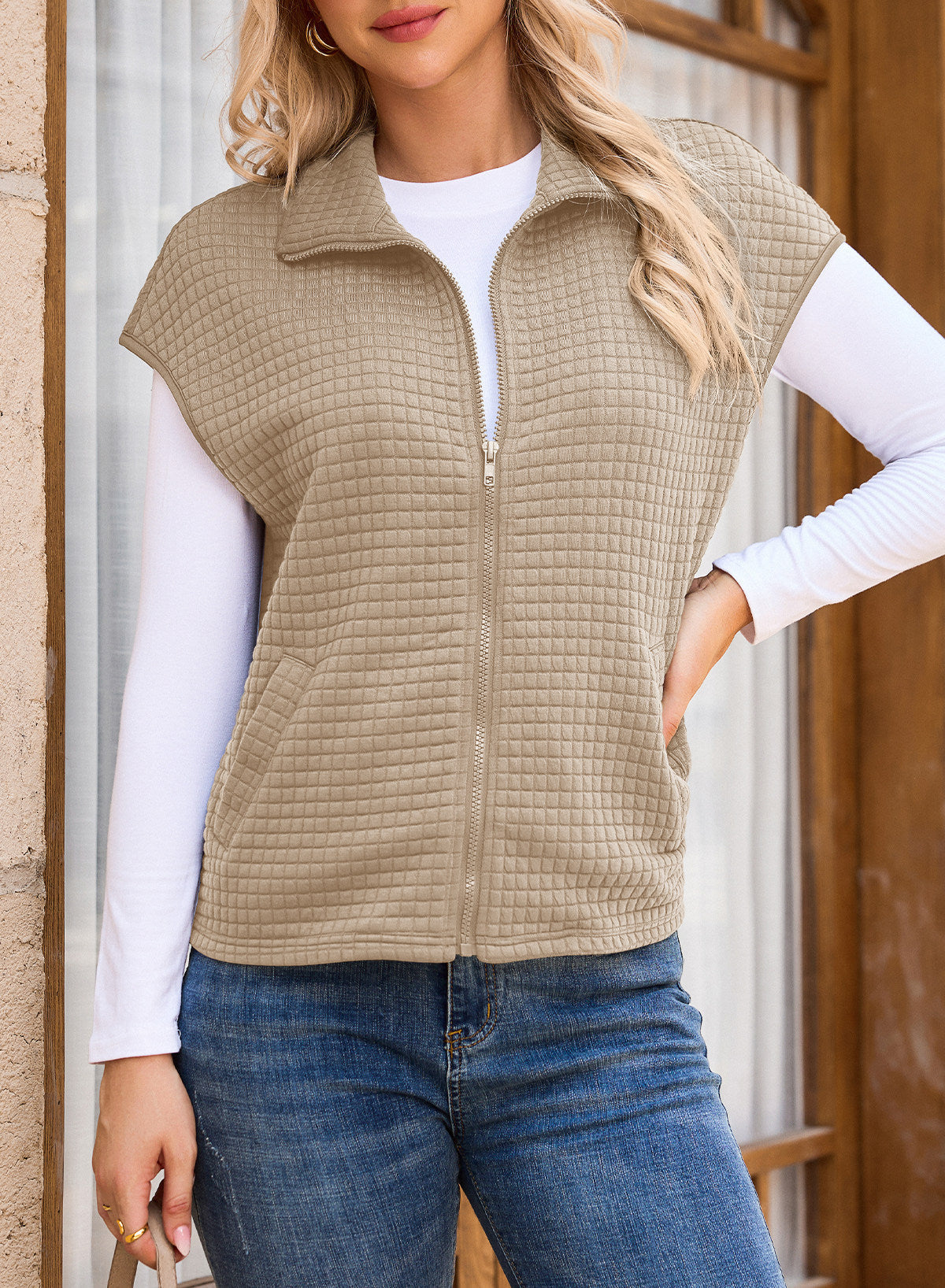 Dokotoo Womens Vest Tops 2026 Fall Cap Sleeve Waffle Knit Vests
