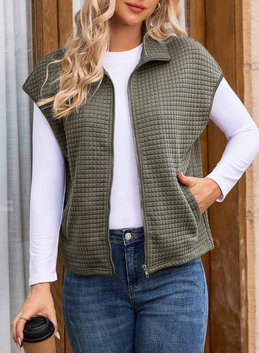 Dokotoo Womens Vest Tops 2026 Fall Cap Sleeve Waffle Knit Vests