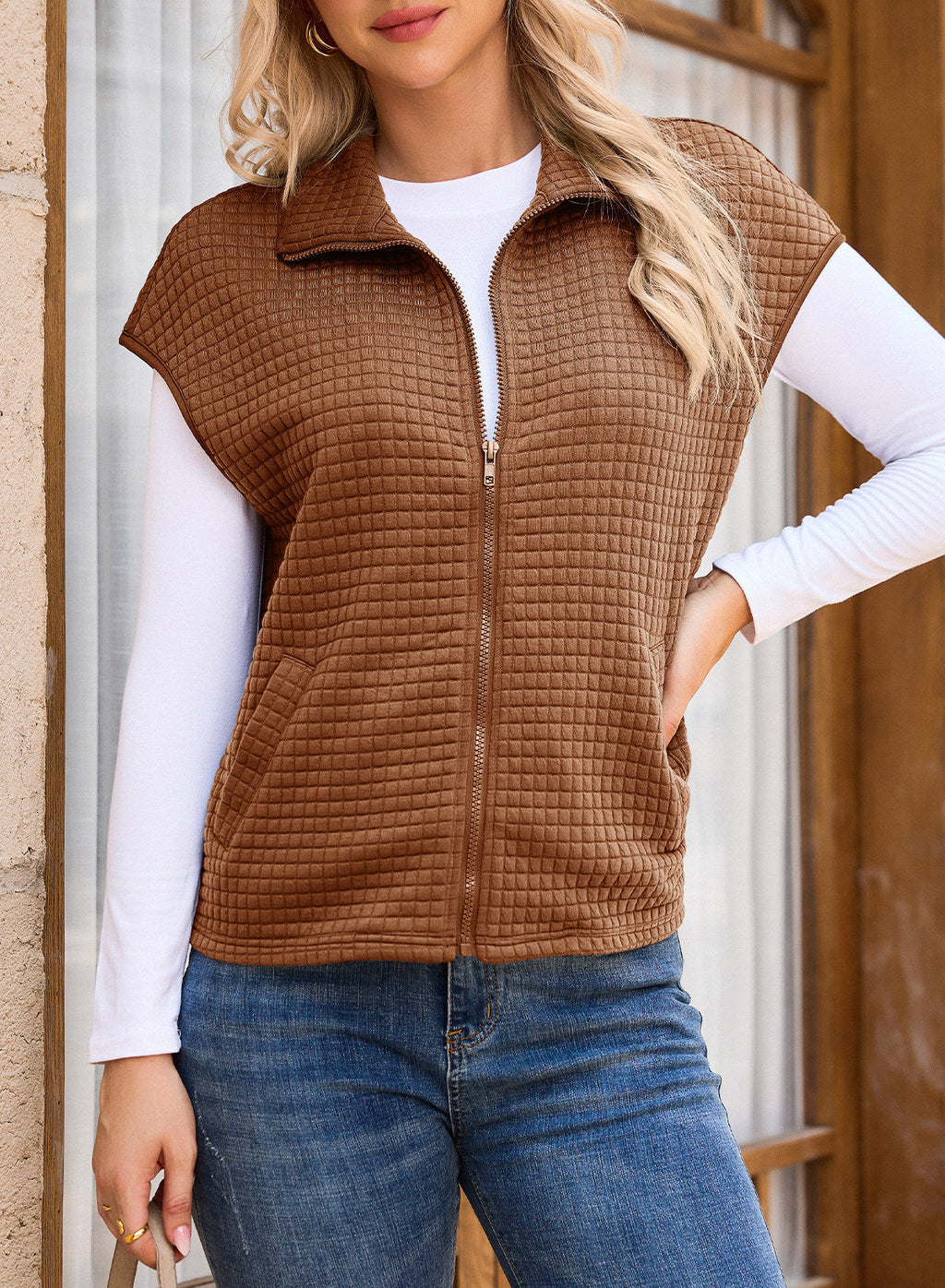 Dokotoo Womens Vest Tops 2026 Fall Cap Sleeve Waffle Knit Vests