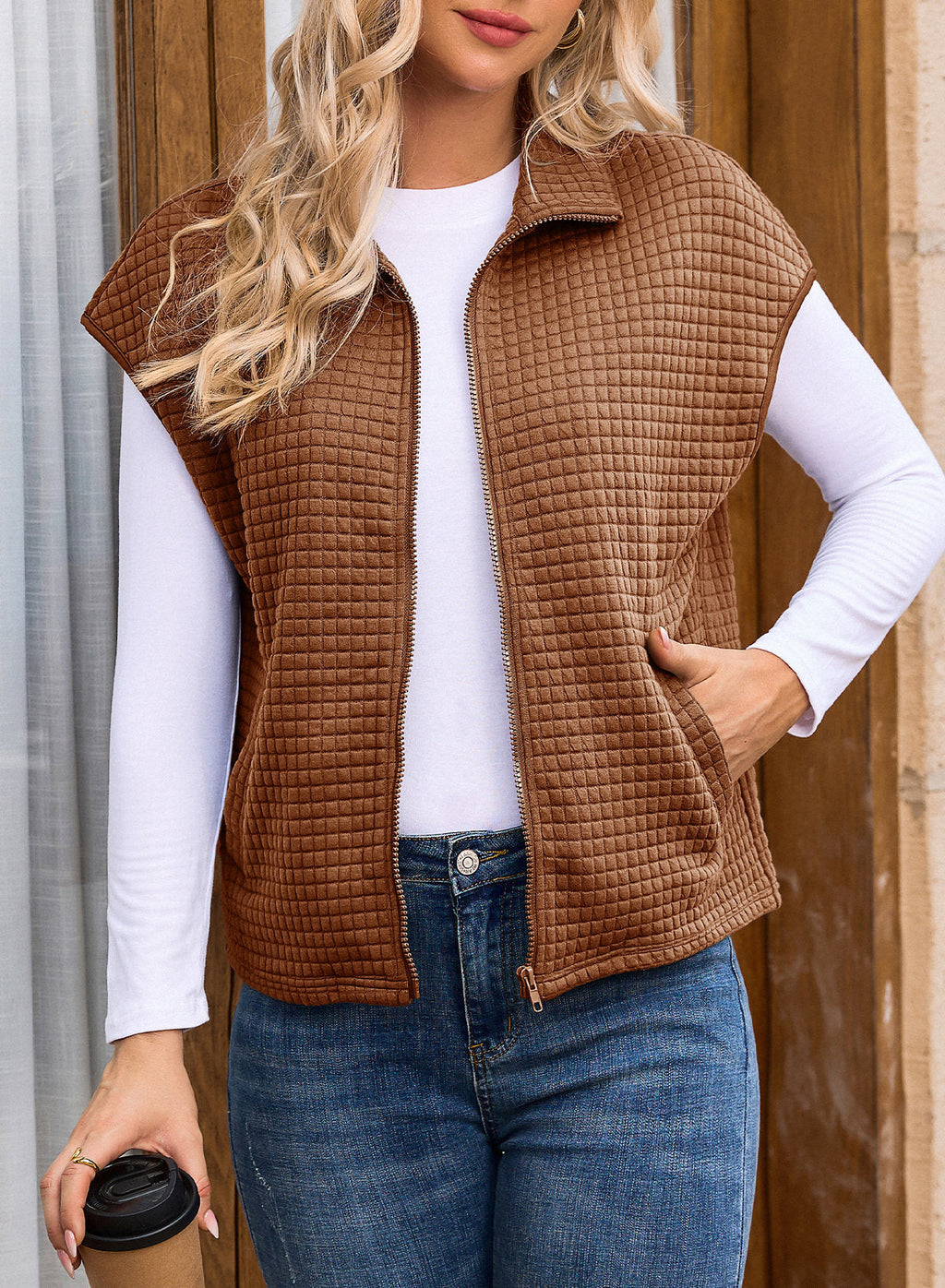Dokotoo Womens Vest Tops 2026 Fall Cap Sleeve Waffle Knit Vests