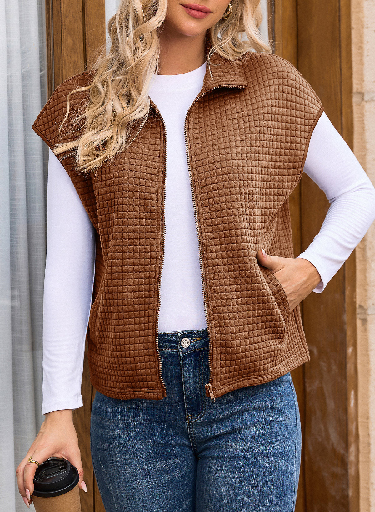 Dokotoo Womens Vest Tops 2026 Fall Cap Sleeve Waffle Knit Vests