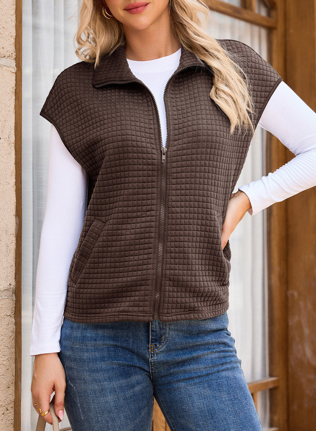 Dokotoo Womens Vest Tops 2026 Fall Cap Sleeve Waffle Knit Vests