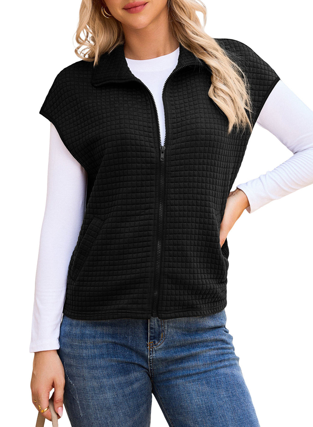 Dokotoo Womens Vest Tops 2026 Fall Cap Sleeve Waffle Knit Vests