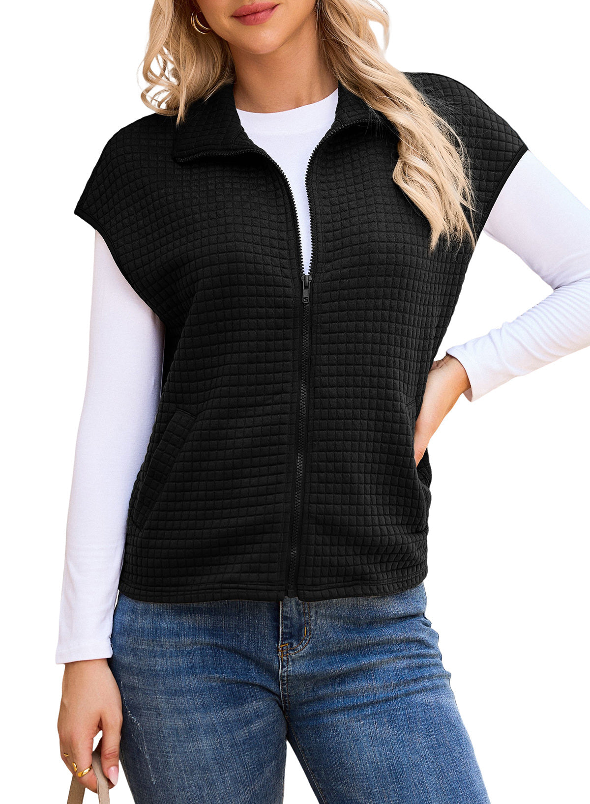 Dokotoo Womens Vest Tops 2026 Fall Cap Sleeve Waffle Knit Vests