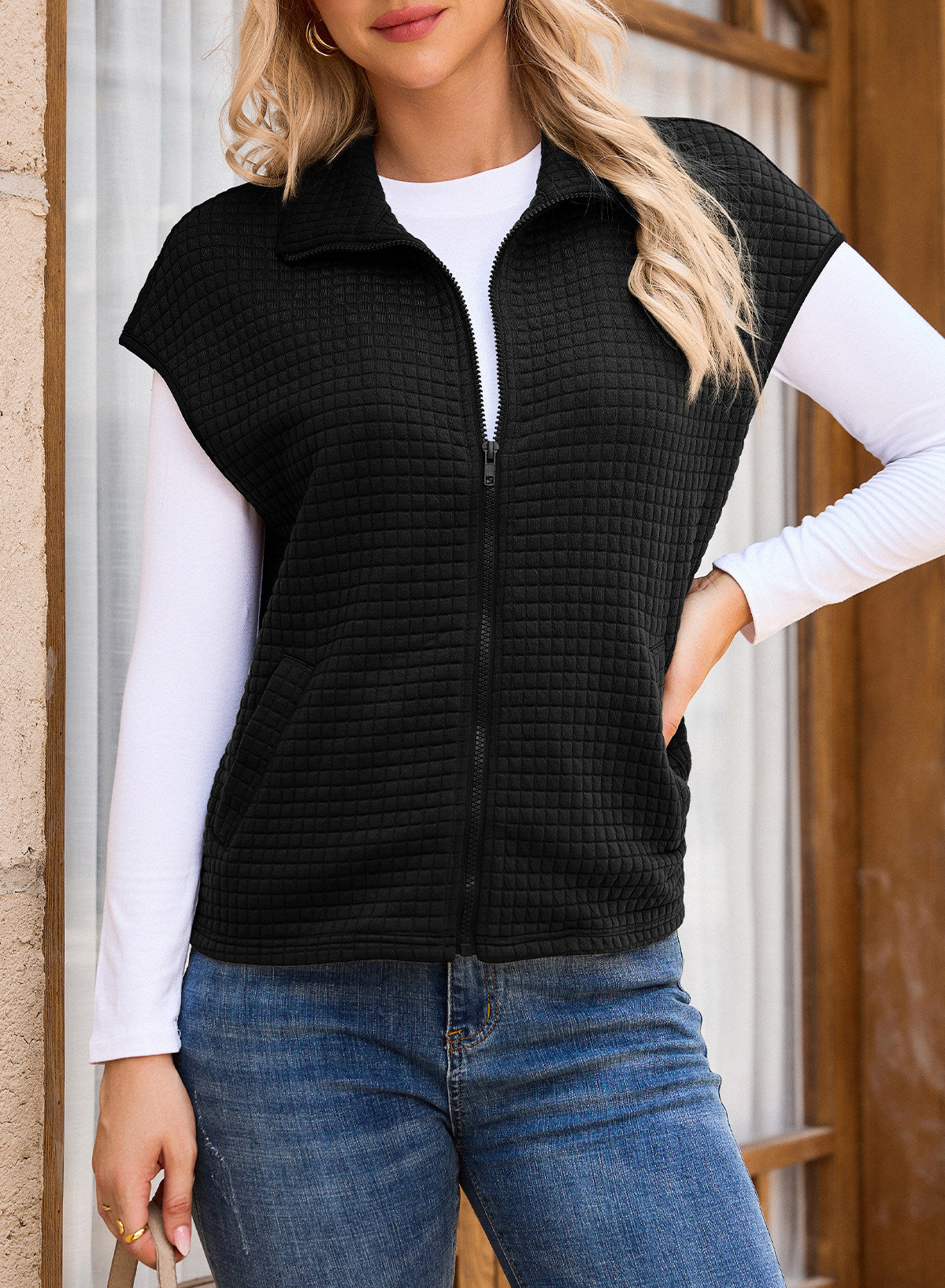 Dokotoo Womens Vest Tops 2026 Fall Cap Sleeve Waffle Knit Vests