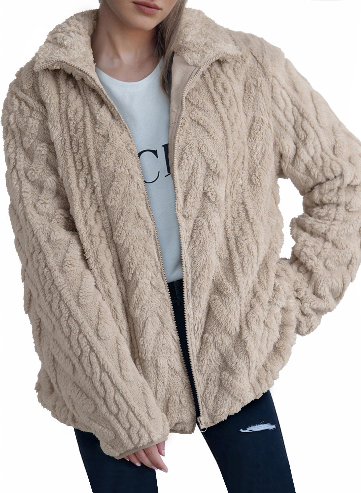 Dokotoo Winter Fleece Jacket for Women 2026 Zipper Casual Coat with Pockets
